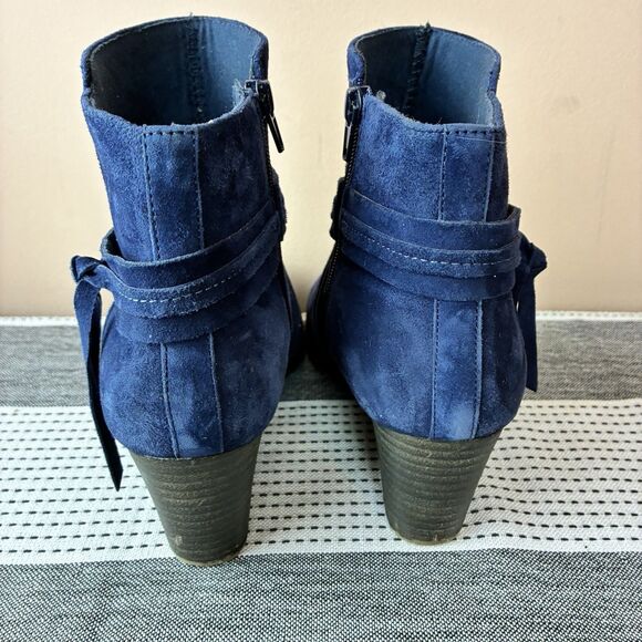 Rockport Women's Hollis XStrap Blue Suede Leather Wedge Heeled Boots Size 8.5 - Picture 3 of 8